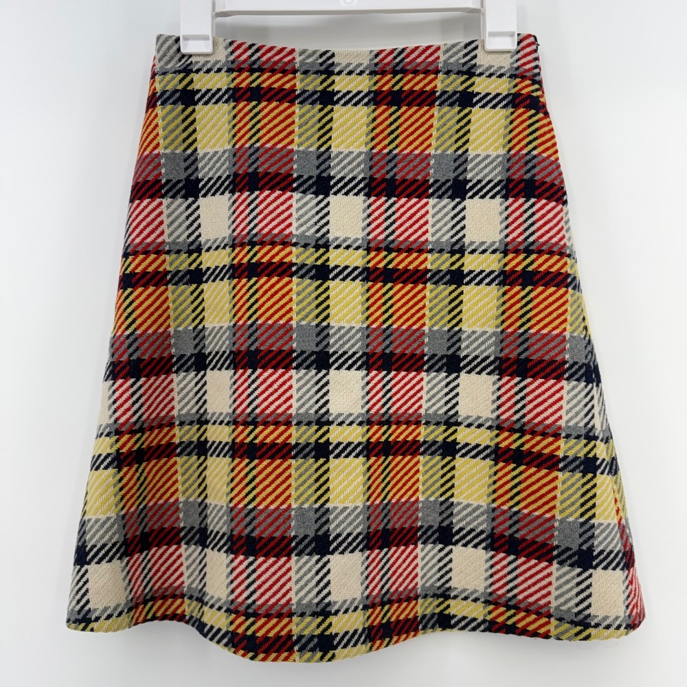 Boden Women's 2R Wool Plaid Tartan A-Line Mod Skirt Preppy Academia Fall